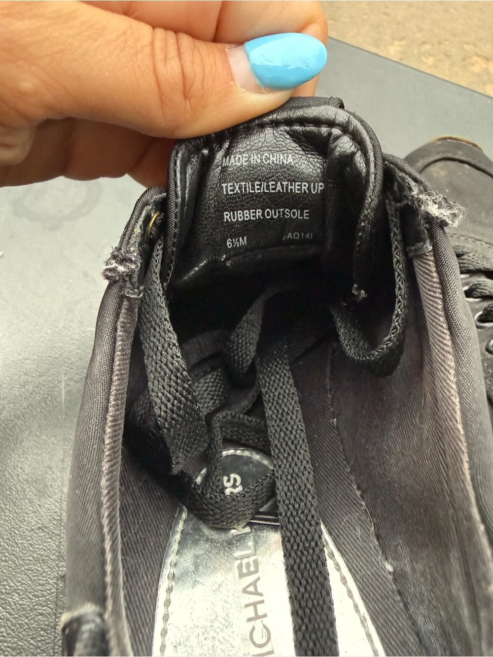 Michael Kors Allie Trainer Black Leather Sneakers Size 6.5